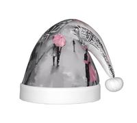 BLWSLC Paris Street Tour Eiffel Chapeaux de Noël imprimés floraux roses pour enfants, chapeaux décoratifs adaptés pour Noël, les fêtes du Nouvel An, etc.