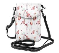 BLWSLC Peinture Flamant Rose Motif Sac à bandoulière en cuir à rabat pour téléphone portable, adapté pour les voyages, la randonnée, le camping ou une utilisation quotidienne.