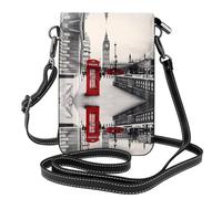 BLWSLC Petit sac à bandoulière léger rouge Phone Booth London Street imprimé sac à bandoulière pour femme avec emplacements pour cartes adapté pour un usage quotidien et les voyages