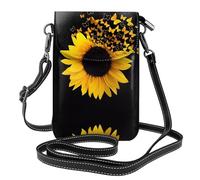 BLWSLC Petit sac à bandoulière léger tournesol floral papillons art imprimé sac à bandoulière pour femme avec emplacements pour cartes adapté pour un usage quotidien et les voyages