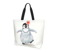 BLWSLC Pingouin portant des fleurs imprimées Sac à main de voyage grande capacité pour femme Sac fourre-tout à bandoulière pour les sorties quotidiennes Convient pour les voyages et la salle de sport
