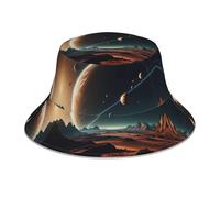 BLWSLC Planetary System Chapeau bob tendance avec motif, bandeau pliable, adapté pour les activités de plein air et le camping, taille unique, noir
