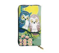 BLWSLC Pochette longue avec fermeture éclair pour couple de chouettes et perchoirs, porte-cartes, sac de rangement portable pour pièces de monnaie de voyage, convient pour les voyages et un usage