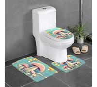 BLWSLC Pretty Little Mushrooms Lot de 3 tapis de bain imprimés pour toilettes, baignoires et salles de douche en forme de U