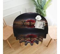 BLWSLC Red Tree Lake Moon Nappe ronde décorative pour cuisine et salle à manger 152,4 cm