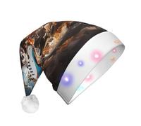 BLWSLC Rugby on Fire Chapeau de Père Noël lumineux pour adulte avec lumières LED Convient pour Noël, Nouvel An et autres fêtes de fin d'année