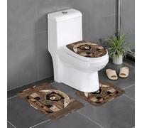 BLWSLC Rustic Lodge Bear Lot de 3 tapis de bain imprimés pour toilettes, baignoires et salles de douche en forme de U