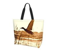 BLWSLC Sac à bandoulière à motif canard Fly Upon River, réutilisable, adapté pour les voyages, la gym et le yoga., Canard voler sur la rivière, Taille unique