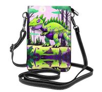 BLWSLC Sac à bandoulière dinosaure vert avec rabat et fente pour cartes, parfait pour les voyages, un usage quotidien et une utilisation en extérieur.