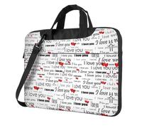 BLWSLC Sac à bandoulière en tissu Oxford 600D résistant aux chocs pour ordinateur portable avec inscription « I Love You Words with Hearts » pour un usage quotidien, Noir , 13 inch