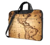 BLWSLC Sac à bandoulière en tissu Oxford 600D résistant aux chocs pour ordinateur portable imprimé carte du monde pour un usage quotidien, Noir , 15.6 inch