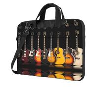 BLWSLC Sac à bandoulière en tissu Oxford 600D résistant aux chocs pour ordinateur portable imprimé guitare électrique pour un usage quotidien, Noir , 14 inch