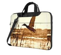BLWSLC Sac à bandoulière en tissu Oxford 600D résistant aux chocs pour ordinateur portable Motif canard Fly Upon River Sac fourre-tout pour ordinateur portable pour un usage quotidien, Noir , 14 inch