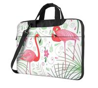 BLWSLC Sac à bandoulière en tissu Oxford 600D résistant aux chocs pour ordinateur portable Motif floral flamant rose botanique Sac fourre-tout pour ordinateur portable pour un usage quotidien, Noir