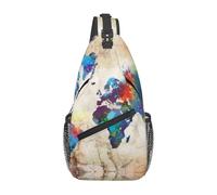 BLWSLC Sac à bandoulière imprimé carte du monde abstraite, sac à bandoulière pour homme, adapté pour la randonnée, les voyages, le cyclisme