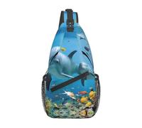 BLWSLC Sac à bandoulière imprimé Ocean Dolphin Looking at You pour homme - Style décontracté - Bandoulière réglable - Convient pour la course et la randonnée