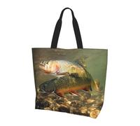 BLWSLC Sac à bandoulière réutilisable à motif pêche à la mouche, adapté pour les voyages, la gym et le yoga., Brook Trout Fly Fishing, Taille unique