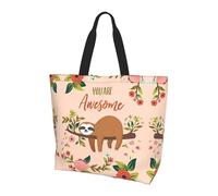 BLWSLC Sac à bandoulière réutilisable à motif œufs de Pâques, adapté pour les voyages, la gym et le yoga., You Are Awesome Sloth., Taille unique