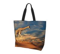 BLWSLC Sac à bandoulière réutilisable en forme de cœur avec pétales floraux, adapté pour les voyages, la gym et le yoga., Girafe Animaux d'Afrique, Taille unique