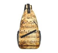 BLWSLC Sac à bandoulière vintage pour homme, motif notes de musique, sac à dos décontracté, bandoulière réglable, adapté pour la course et la randonnée