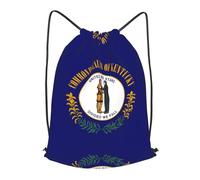 BLWSLC Sac à dos de sport avec cordon de serrage imprimé drapeau de l'État du Kentucky - Convient pour la gym et les voyages, noir, Small