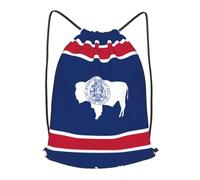 BLWSLC Sac à dos de sport avec cordon de serrage imprimé drapeau de l'État du Wyoming - Sac à dos de voyage adapté pour la gym et