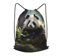 BLWSLC Sac à dos de sport avec cordon de serrage imprimé Panda Cubs in the Forest - Convient pour la gym et les voyages, noir, Medium