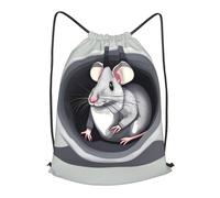 BLWSLC Sac à dos de sport avec cordon de serrage imprimé souris dans le trou, sac à dos de voyage adapté pour la gym et les voyages, noir, Small