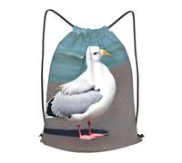 BLWSLC Sac à dos de sport avec cordon de serrage Motif mouette mignonne Convient pour la gym et les voyages, noir, Small