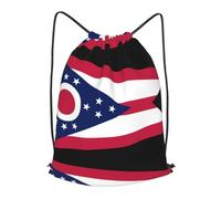 BLWSLC Sac à dos de voyage avec cordon de serrage et imprimé drapeau de l'État de l'Ohio - Portable - Convient pour les voyages courts