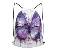BLWSLC Sac à dos de voyage avec cordon de serrage et imprimé papillon violet - Sac à dos de gym portable adapté pour les voyages courts