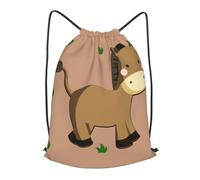 BLWSLC Sac à dos de voyage avec cordon de serrage imprimé âne de dessin animé - Sac à dos de gym portable adapté pour les voyages courts, noir, Small
