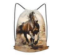 BLWSLC Sac à dos de voyage avec cordon de serrage imprimé cheval occidental pour les voyages courts, noir, Medium