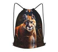 BLWSLC Sac à dos de voyage avec cordon de serrage imprimé Cougar - Sac à dos portable adapté pour les voyages courts, noir, Medium