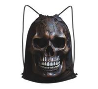 BLWSLC Sac à dos de voyage avec cordon de serrage imprimé crâne couleur cuivre sac portable adapté pour les voyages courts