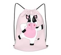 BLWSLC Sac à dos de voyage avec cordon de serrage imprimé de veau de dessin animé, sac à dos de gym, sac portable adapté pour