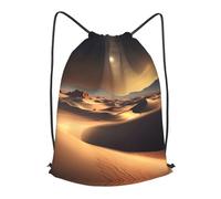 BLWSLC Sac à dos de voyage avec cordon de serrage imprimé désert du Sahara - Portable - Convient pour les voyages courts, noir, Medium