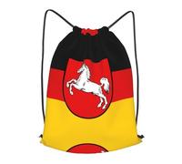BLWSLC Sac à dos de voyage avec cordon de serrage imprimé drapeau de Basse-Saxe Sac à dos portable adapté pour les voyages courts