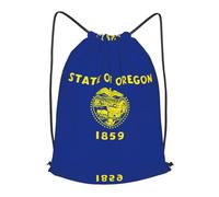 BLWSLC Sac à dos de voyage avec cordon de serrage imprimé drapeau de l'État de l'Oregon - Sac à dos portable adapté pour les voyages courts, noir, Small