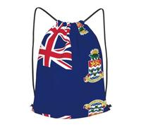 BLWSLC Sac à dos de voyage avec cordon de serrage imprimé drapeau des îles Caïmans - Sac à dos de gym portable adapté pour les voyages courts, noir, Small