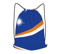 BLWSLC Sac à dos de voyage avec cordon de serrage imprimé drapeau des îles Marshall - Sac à dos portable pour les voyages courts, noir, Medium