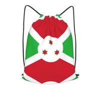 BLWSLC Sac à dos de voyage avec cordon de serrage imprimé drapeau du Burundi - Portable - Convient pour les voyages courts, noir, Small