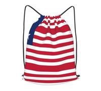 BLWSLC Sac à dos de voyage avec cordon de serrage imprimé drapeau du Libéria - Portable - Convient pour les voyages courts, noir, Small