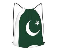 BLWSLC Sac à dos de voyage avec cordon de serrage imprimé drapeau du Pakistan - Portable - Convient pour les voyages courts