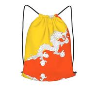 BLWSLC Sac à dos de voyage avec cordon de serrage imprimé drapeau du Royaume du Bhoutan Sac à dos de gym Portable Convient pour les voyages courts, noir, Small