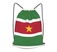 BLWSLC Sac à dos de voyage avec cordon de serrage imprimé drapeau du Suriname Sac à dos portable adapté pour les voyages courts, noir, Small