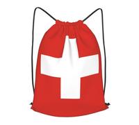 BLWSLC Sac à dos de voyage avec cordon de serrage imprimé drapeau suisse pour les voyages courts