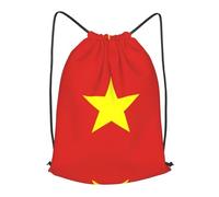 BLWSLC Sac à dos de voyage avec cordon de serrage imprimé drapeau vietnamien, sac à dos, sac à cordon de serrage, portable, adapté pour les voyages courts, noir, Medium