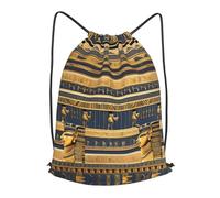BLWSLC Sac à dos de voyage avec cordon de serrage imprimé fresques pharaoniques égyptiennes - Sac à dos portable adapté pour les voyages courts, noir, Small