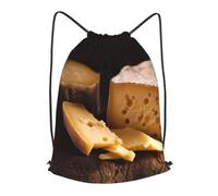 BLWSLC Sac à dos de voyage avec cordon de serrage imprimé fromage - Sac à dos portable adapté pour les voyages courts